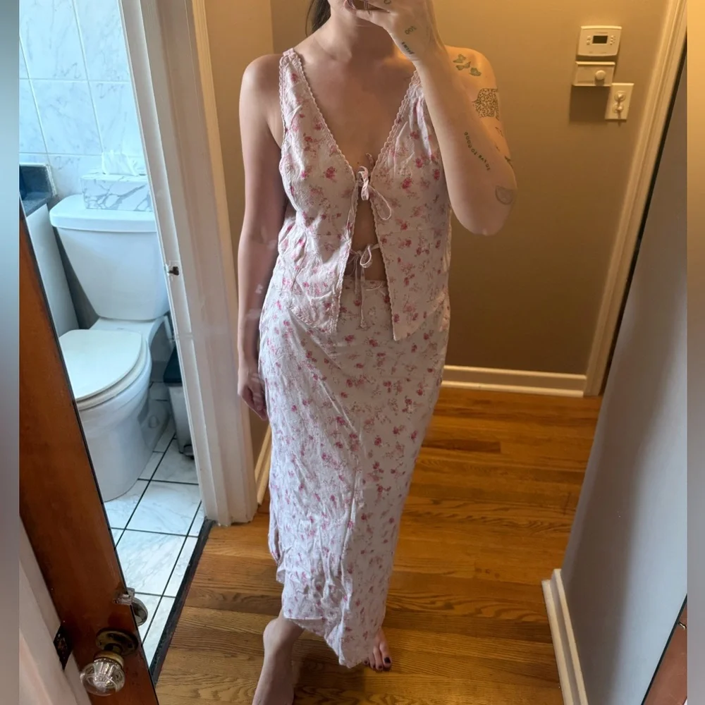 Pink Rose | Floral Matching Skirt Set